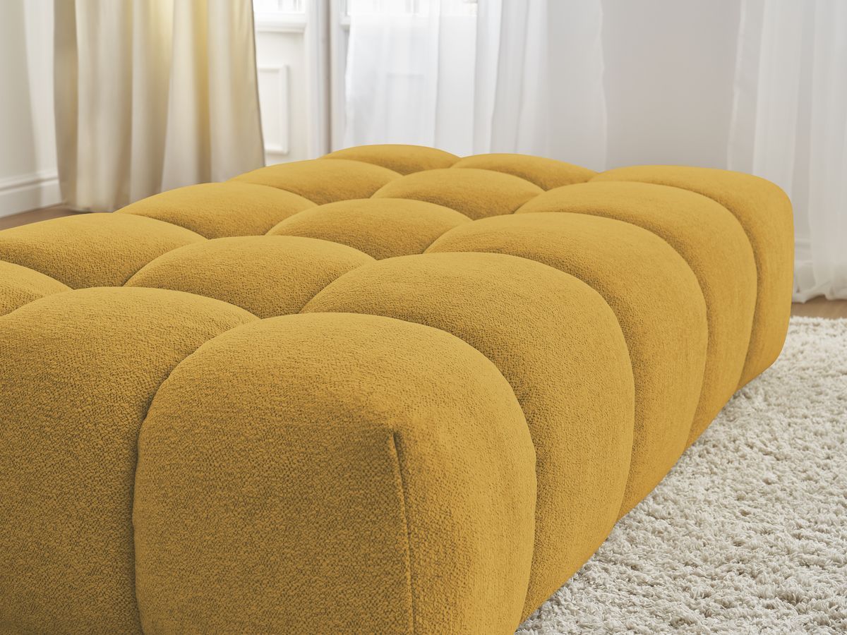 Canapé d'angle fixe EVEREST tissu chiné - Orange - Angle droit - 10 coussins