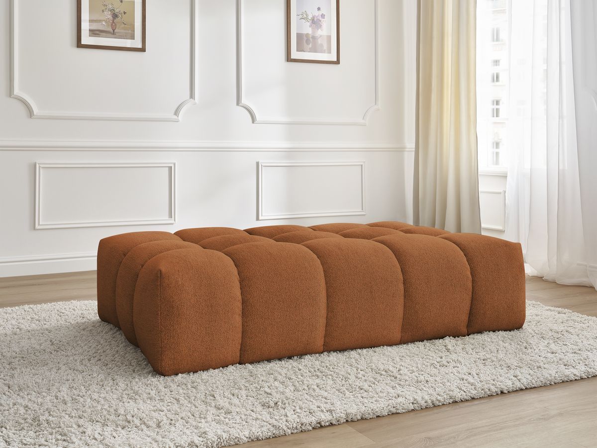 Canapé d'angle fixe EVEREST tissu chiné - Orange - Angle droit - 10 coussins