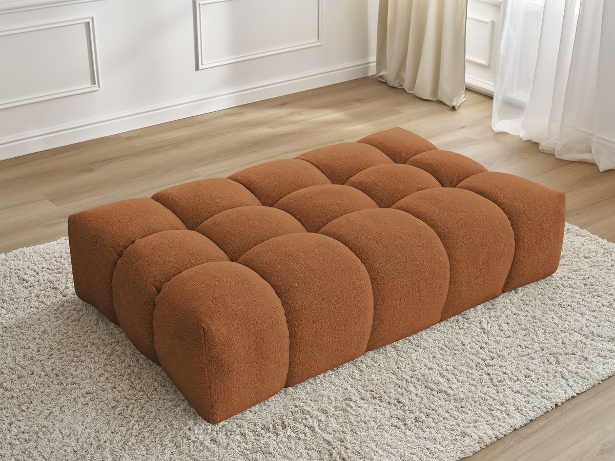 Canapé d'angle fixe EVEREST tissu chiné - Orange - Angle droit - 10 coussins