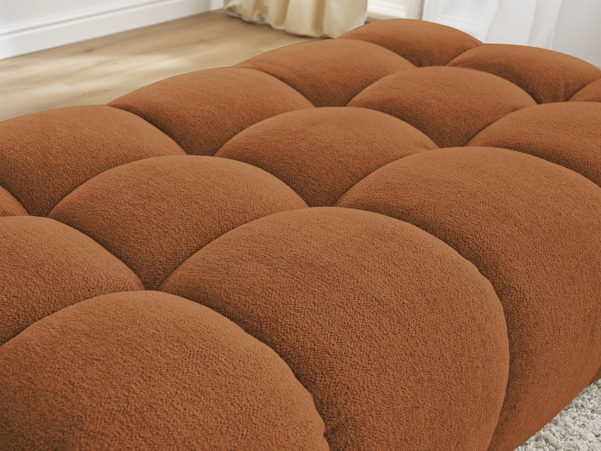 Canapé d'angle fixe EVEREST tissu chiné - Orange - Angle droit - 10 coussins