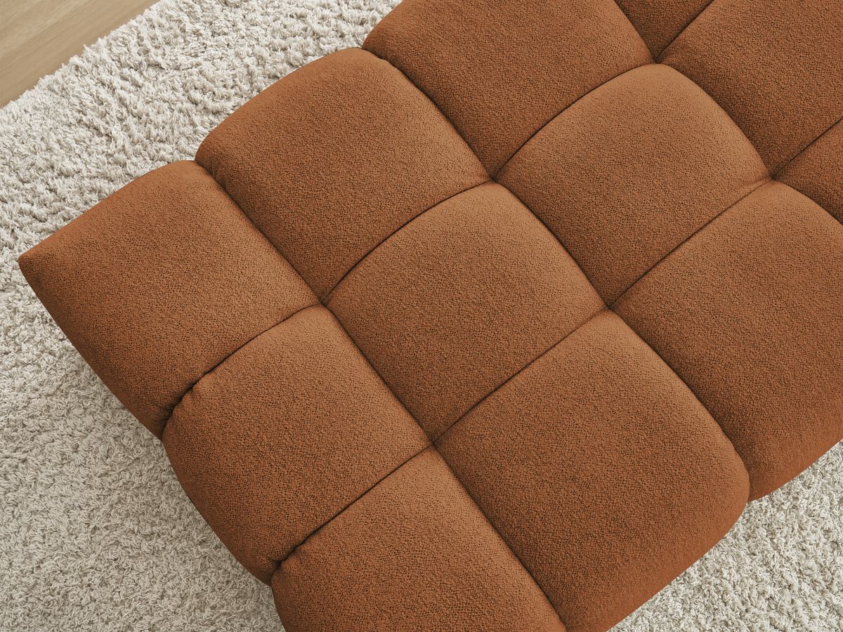 Canapé d'angle fixe EVEREST tissu chiné - Orange - Angle droit - 10 coussins