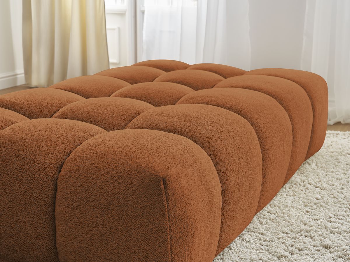 Canapé d'angle fixe EVEREST tissu chiné - Orange - Angle droit - 10 coussins