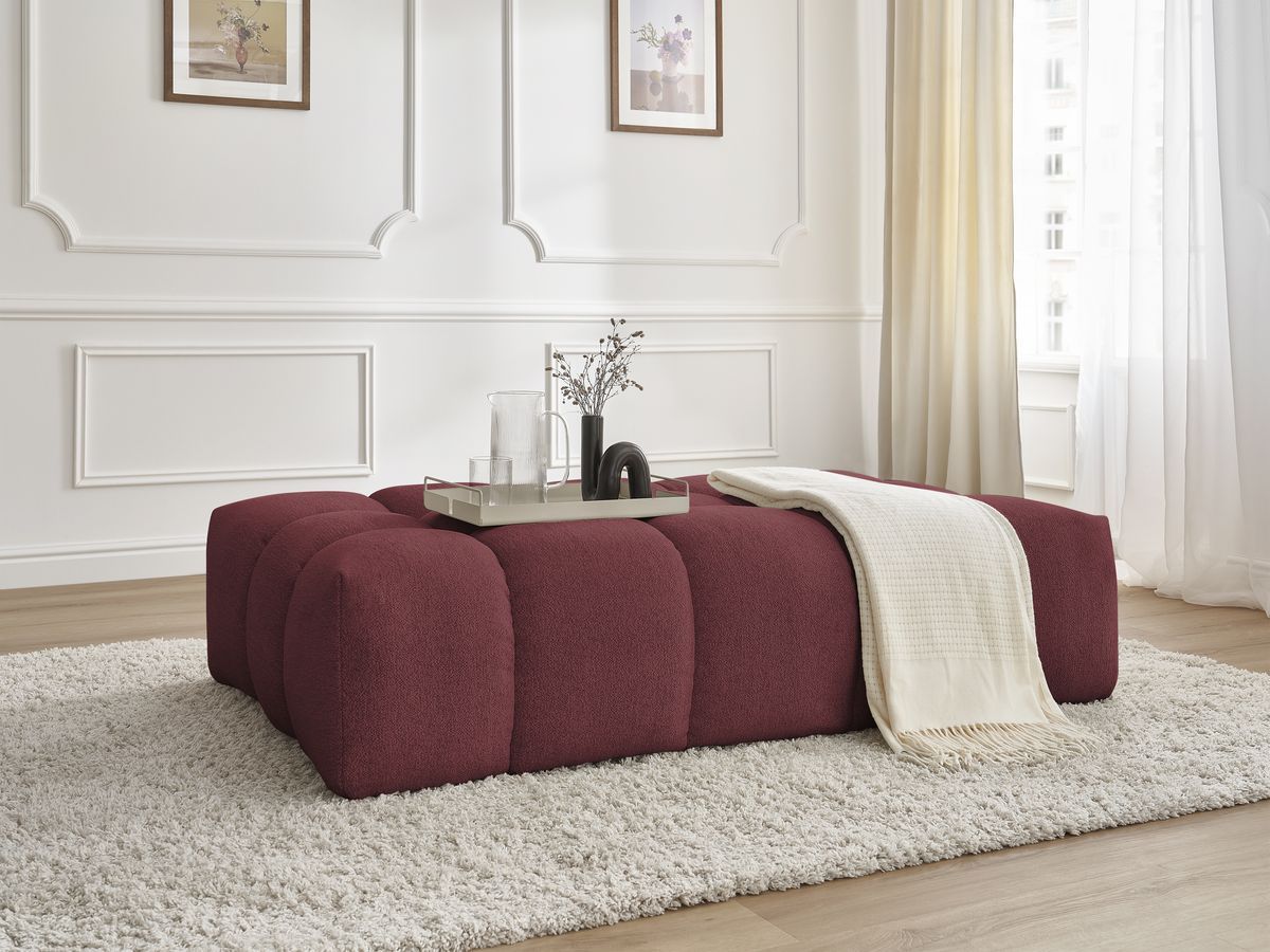 Canapé d'angle fixe EVEREST tissu chiné - Orange - Angle droit - 10 coussins