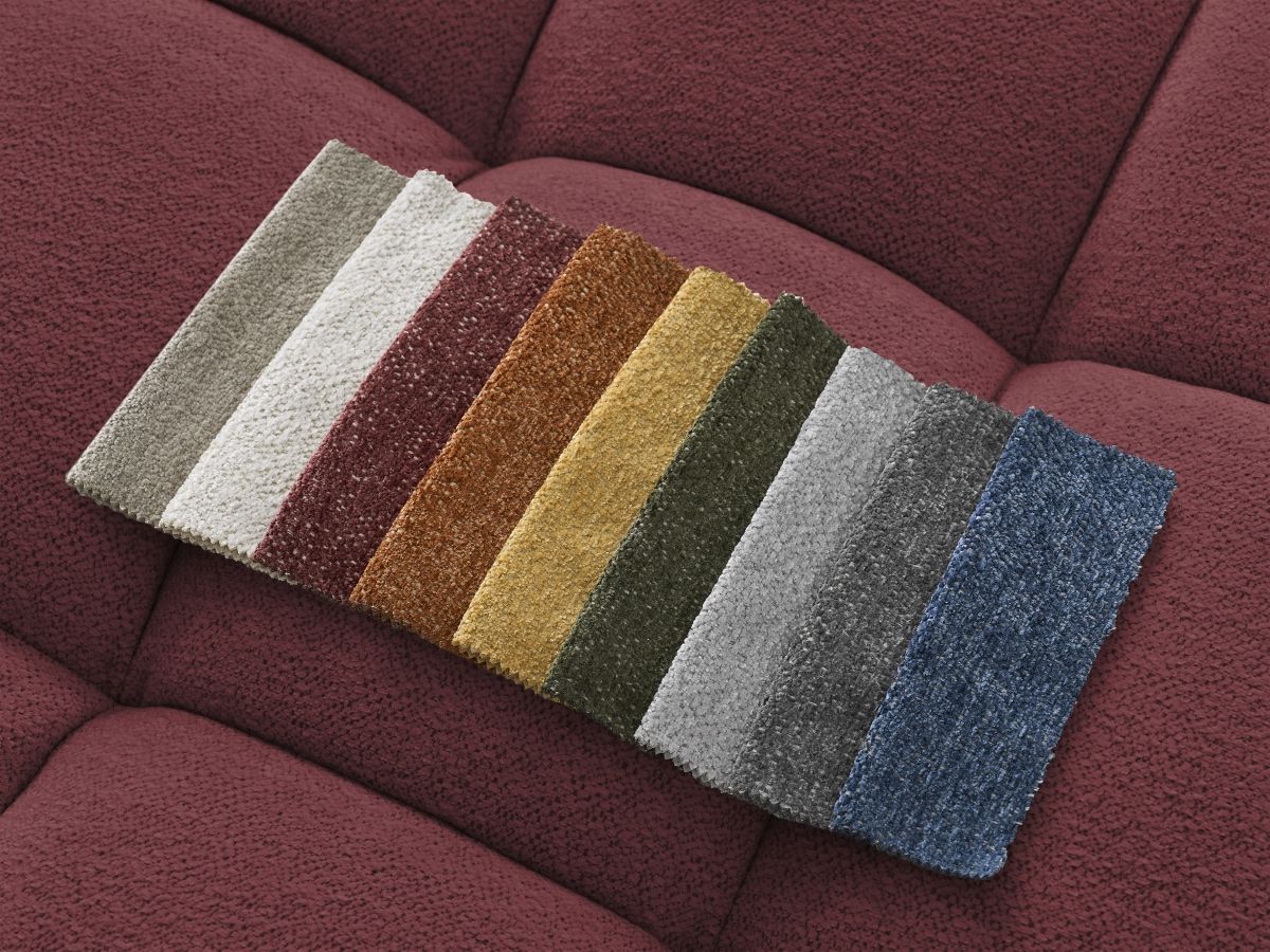 Canapé d'angle fixe EVEREST tissu chiné - Orange - Angle droit - 10 coussins