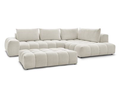 Canapé d'angle fixe EVEREST tissu chiné avec pouf