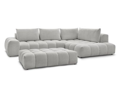 Canapé d'angle fixe EVEREST tissu chiné avec pouf