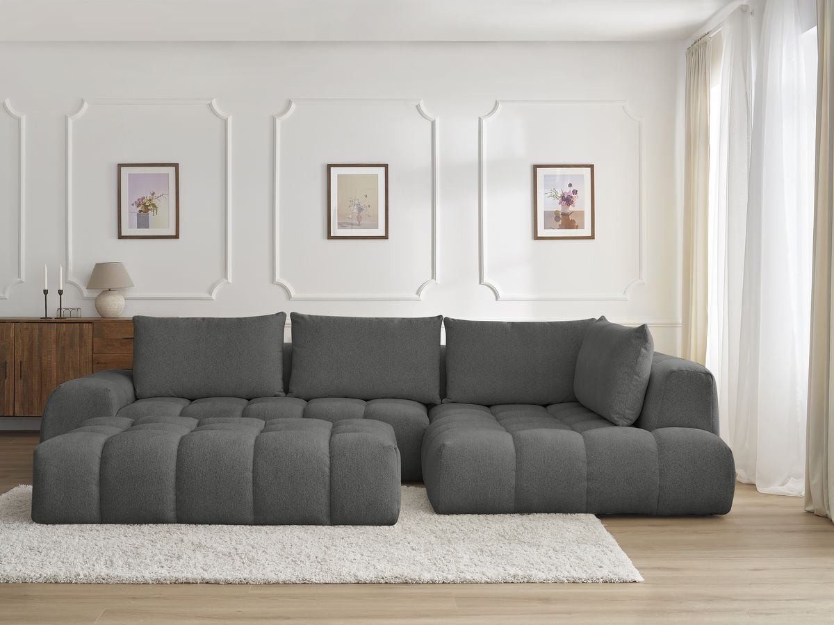 Canapé d'angle EVEREST chiné avec pouf gris foncé — vue 5