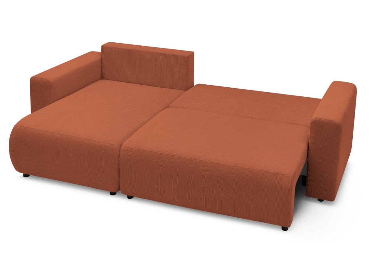 Canapé d'angle fixe EVEREST tissu chiné - Orange - Angle droit - 10 coussins