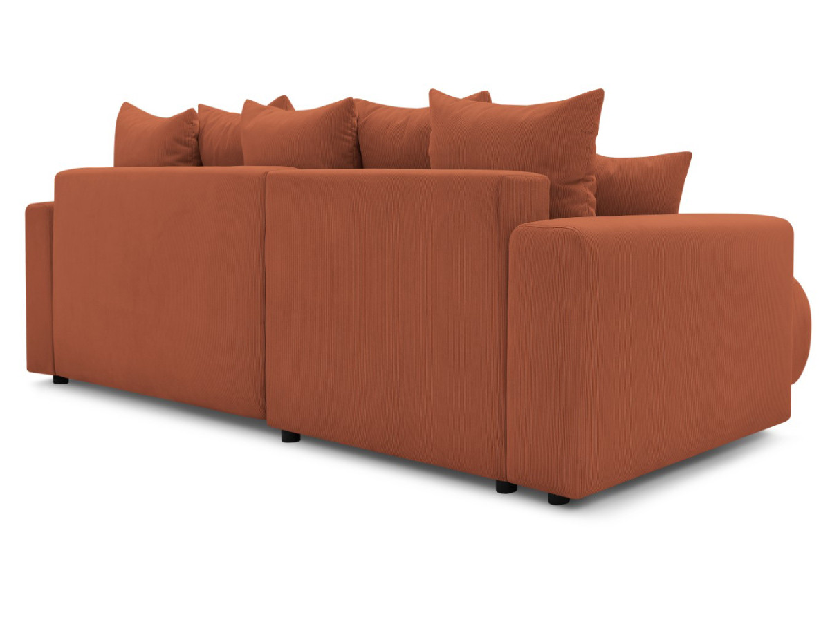 Canapé d'angle fixe EVEREST tissu chiné - Orange - Angle droit - 10 coussins