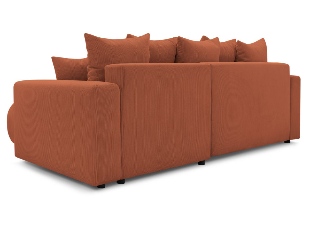 Canapé d'angle fixe EVEREST tissu chiné - Orange - Angle droit - 10 coussins