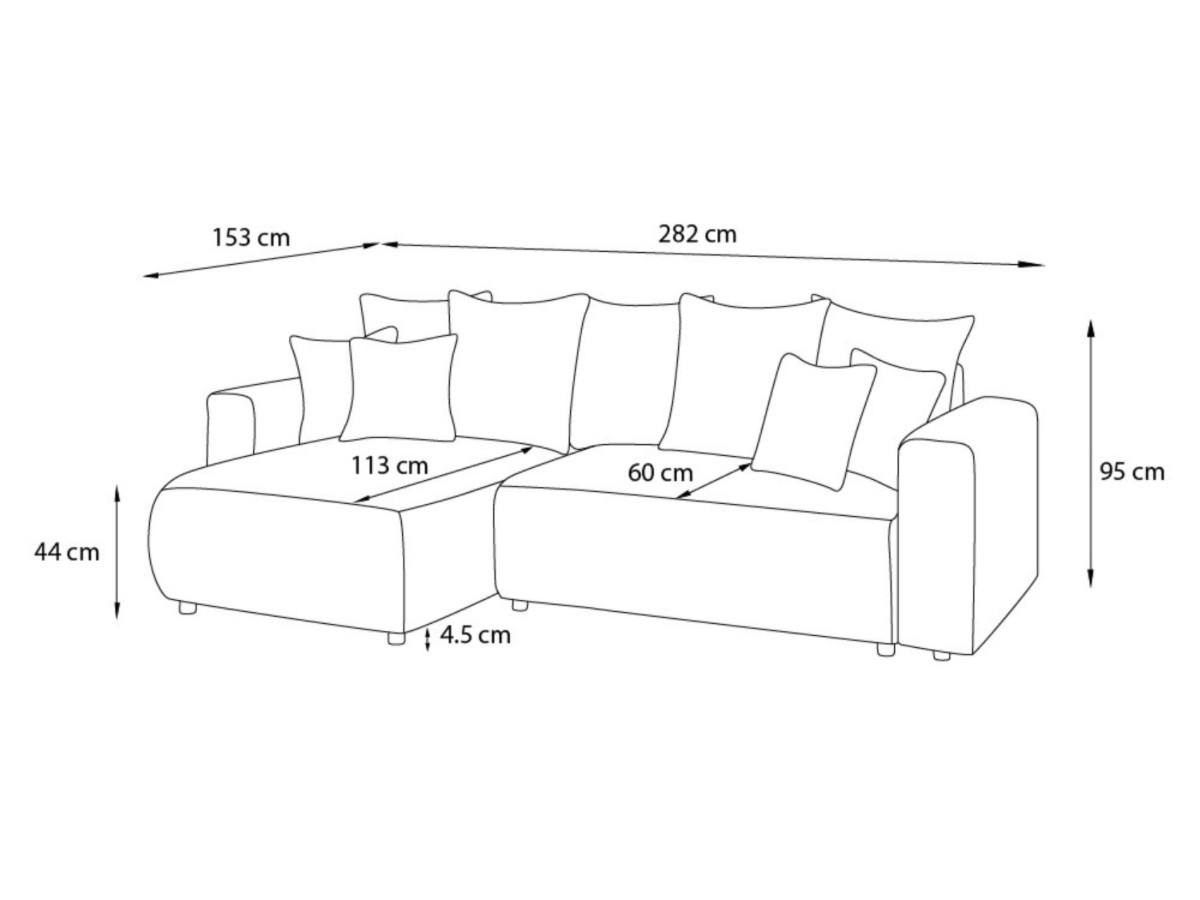 Canapé d'angle fixe EVEREST tissu chiné - Orange - Angle droit - 10 coussins