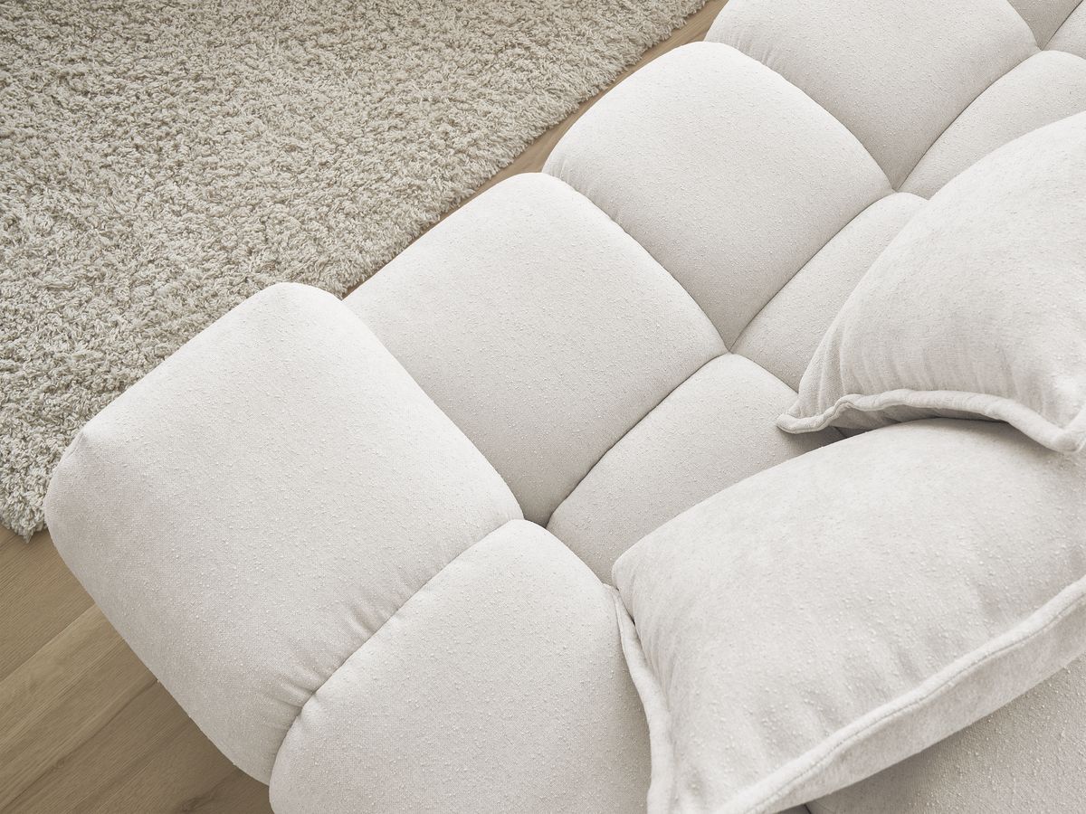Canapé d'angle fixe EVEREST tissu texturé avec pouf