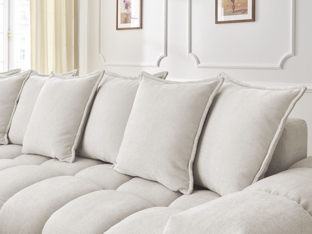 Canapé d'angle fixe EVEREST tissu texturé avec pouf