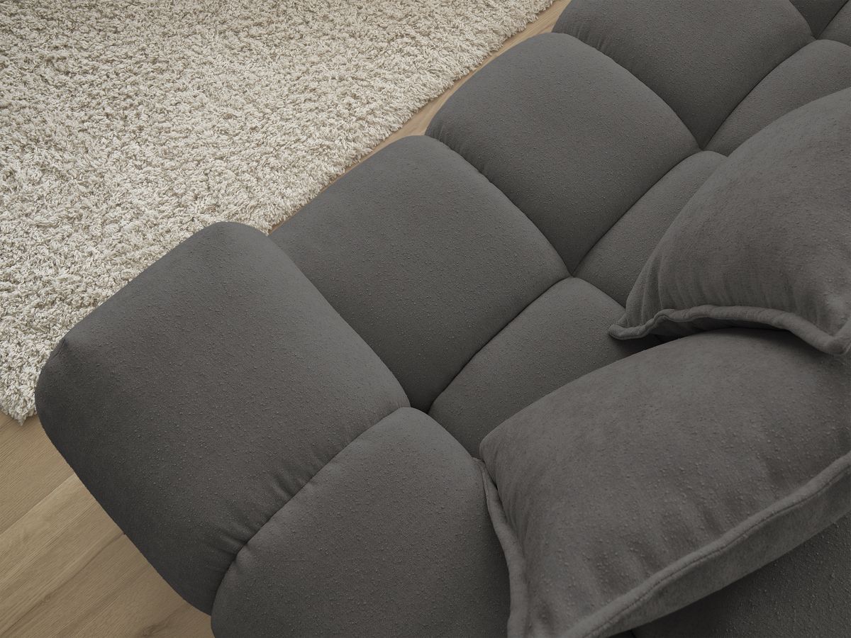 Canapé d'angle fixe EVEREST tissu texturé avec pouf