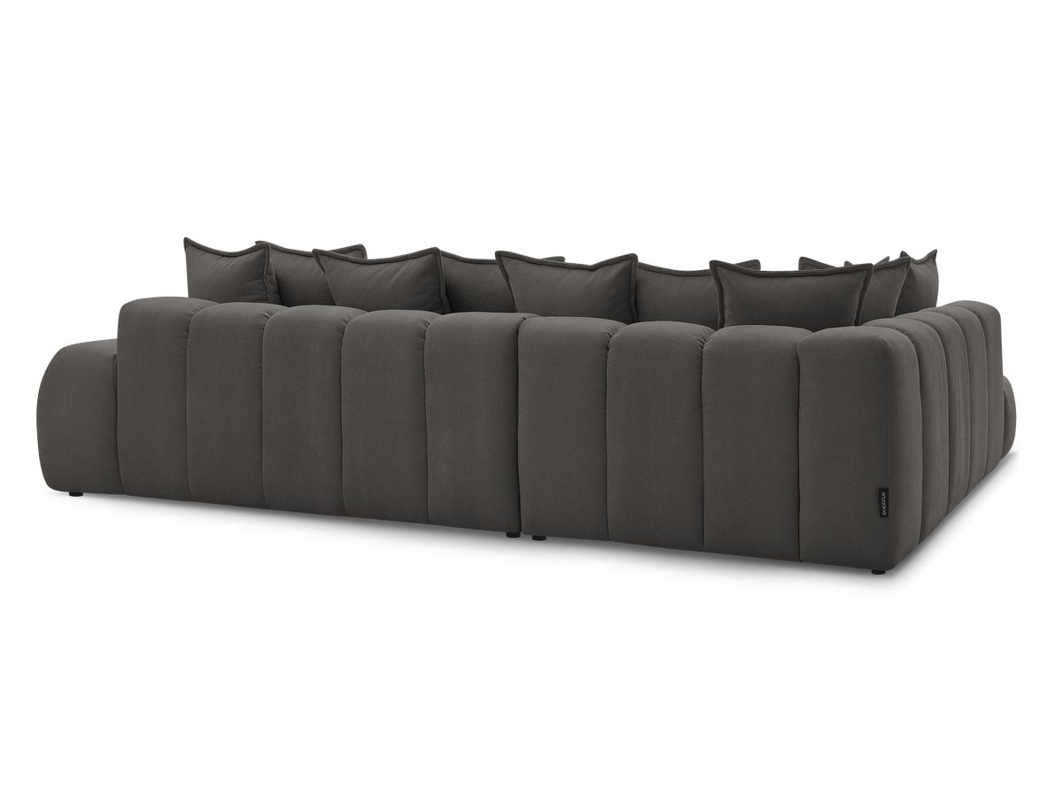 Canapé d'angle fixe EVEREST tissu texturé avec pouf