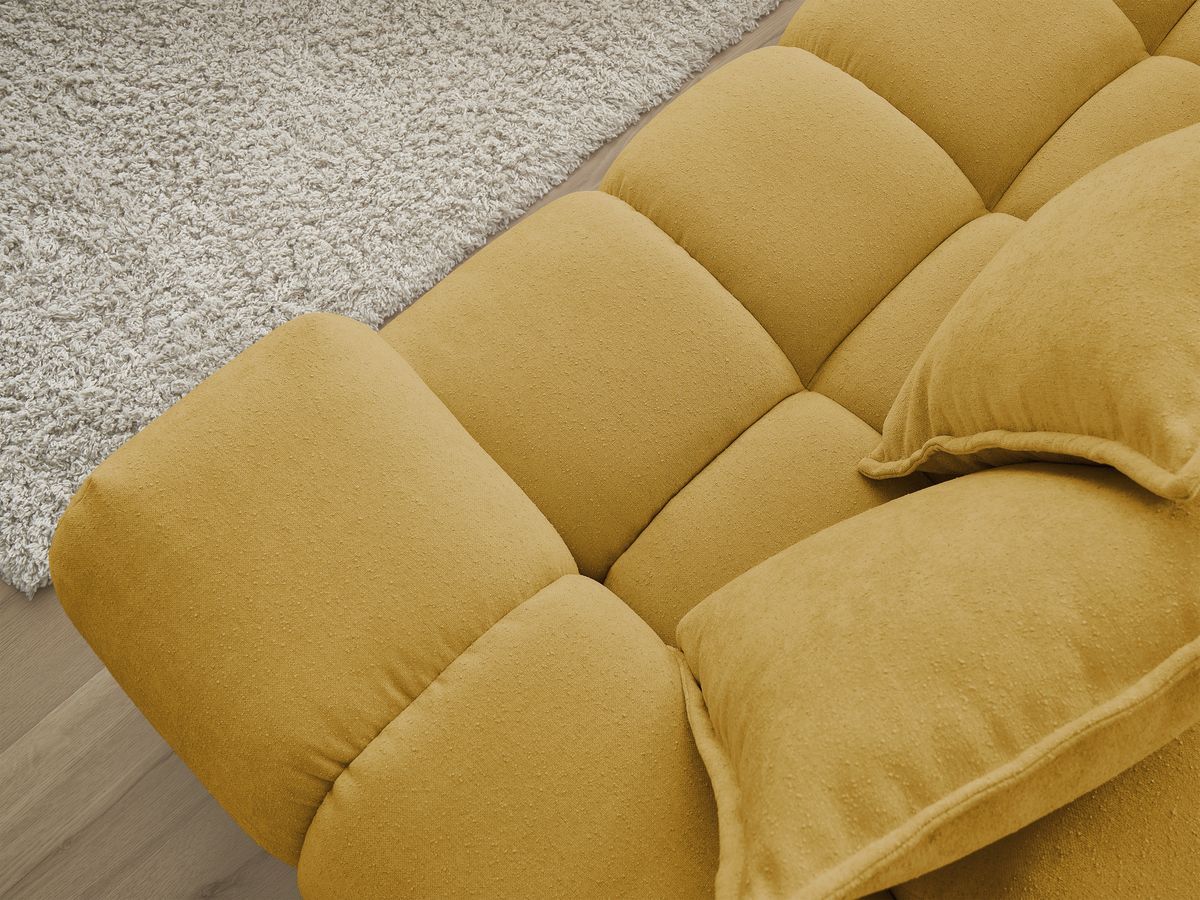 Canapé d'angle fixe EVEREST tissu texturé avec pouf