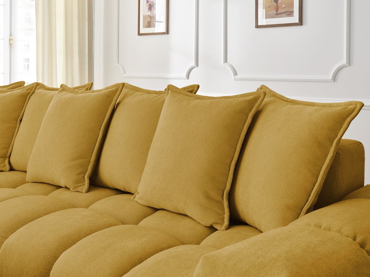 Canapé d'angle fixe EVEREST tissu texturé avec pouf