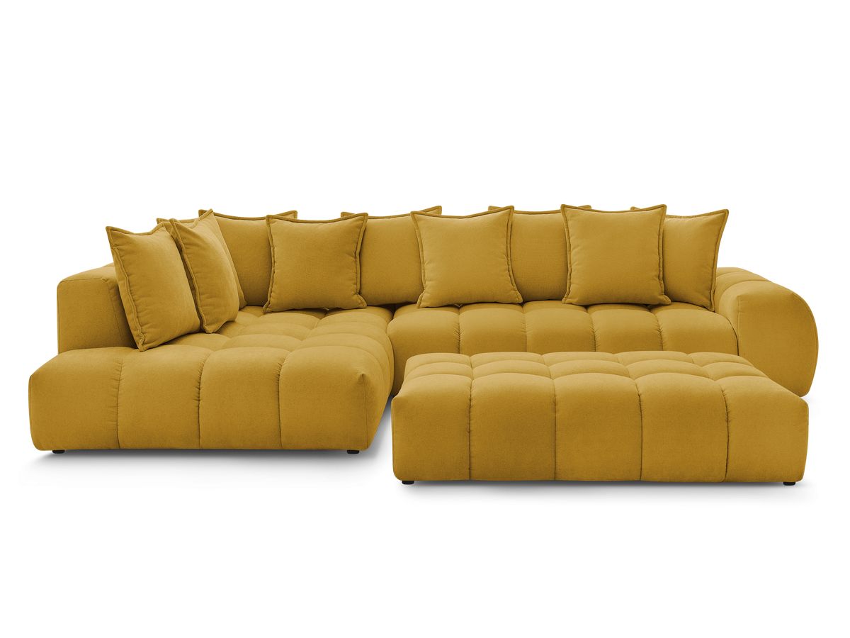 Canapé d'angle fixe EVEREST tissu texturé avec pouf
