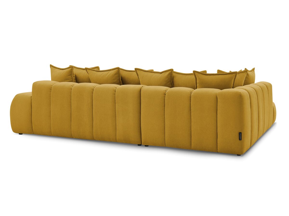 Canapé d'angle fixe EVEREST tissu texturé avec pouf