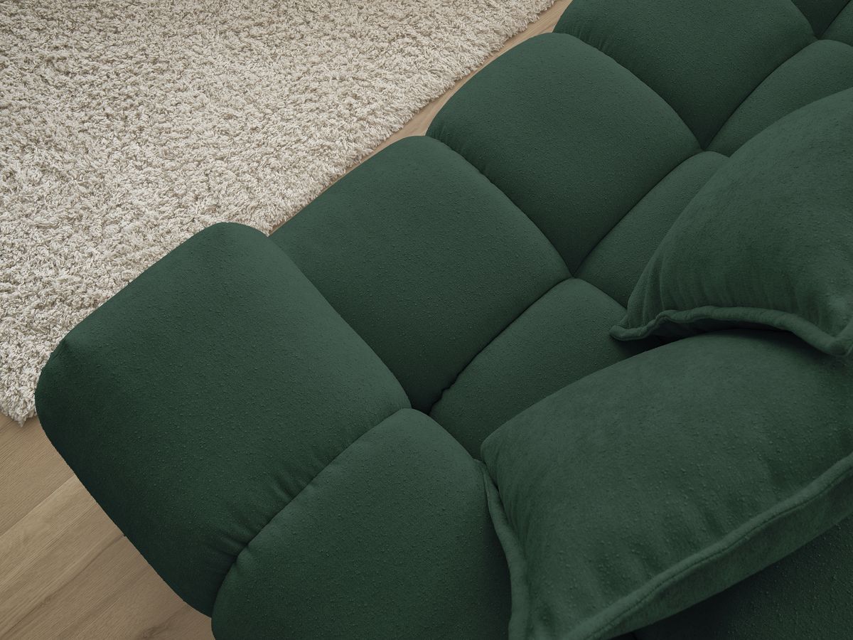 Canapé d'angle fixe EVEREST tissu texturé avec pouf