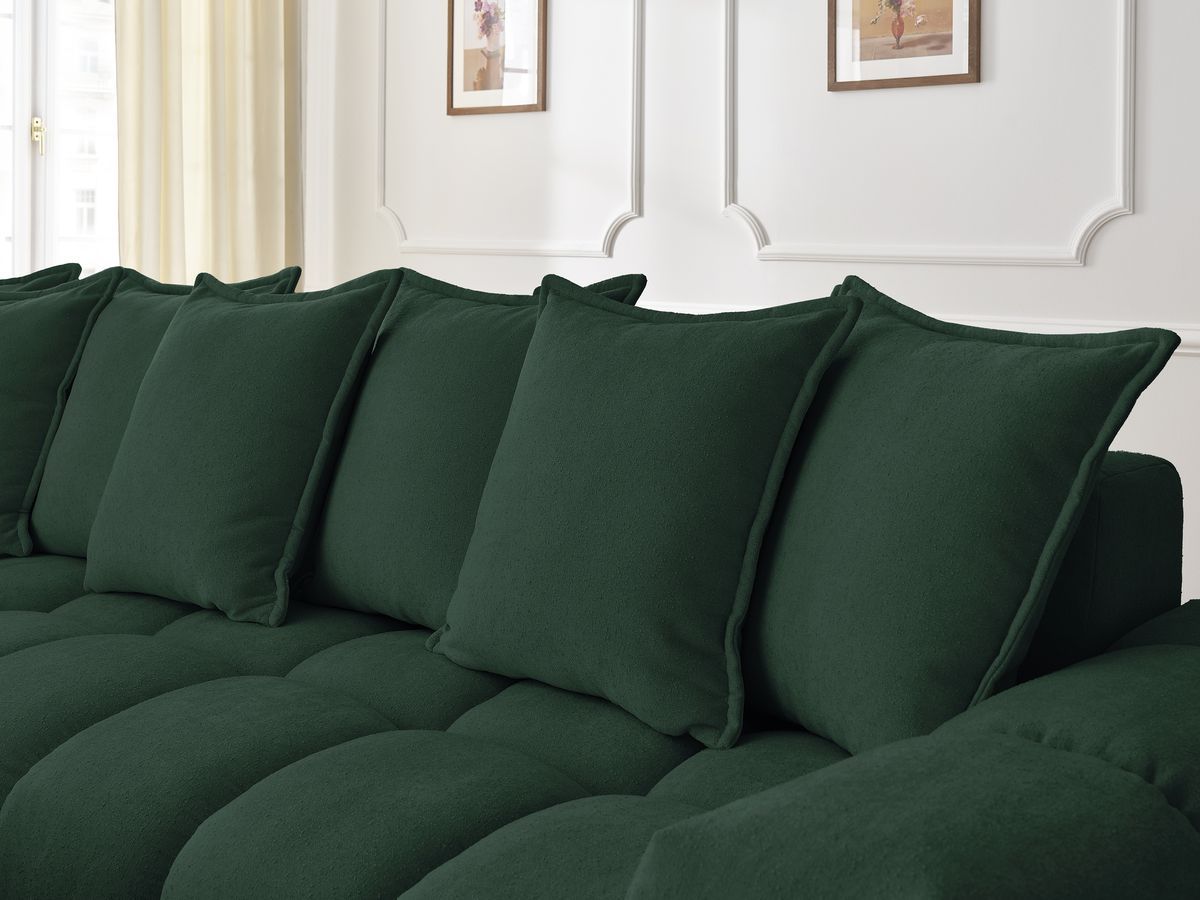 Canapé d'angle fixe EVEREST tissu texturé avec pouf