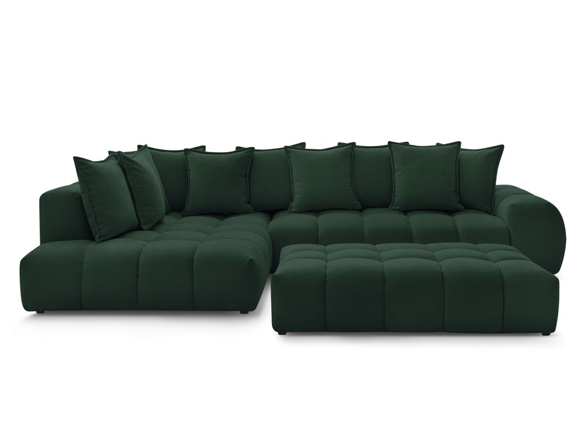 Canapé d'angle fixe EVEREST tissu texturé avec pouf