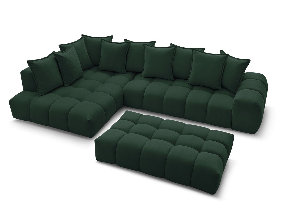 Canapé d'angle fixe EVEREST tissu texturé avec pouf