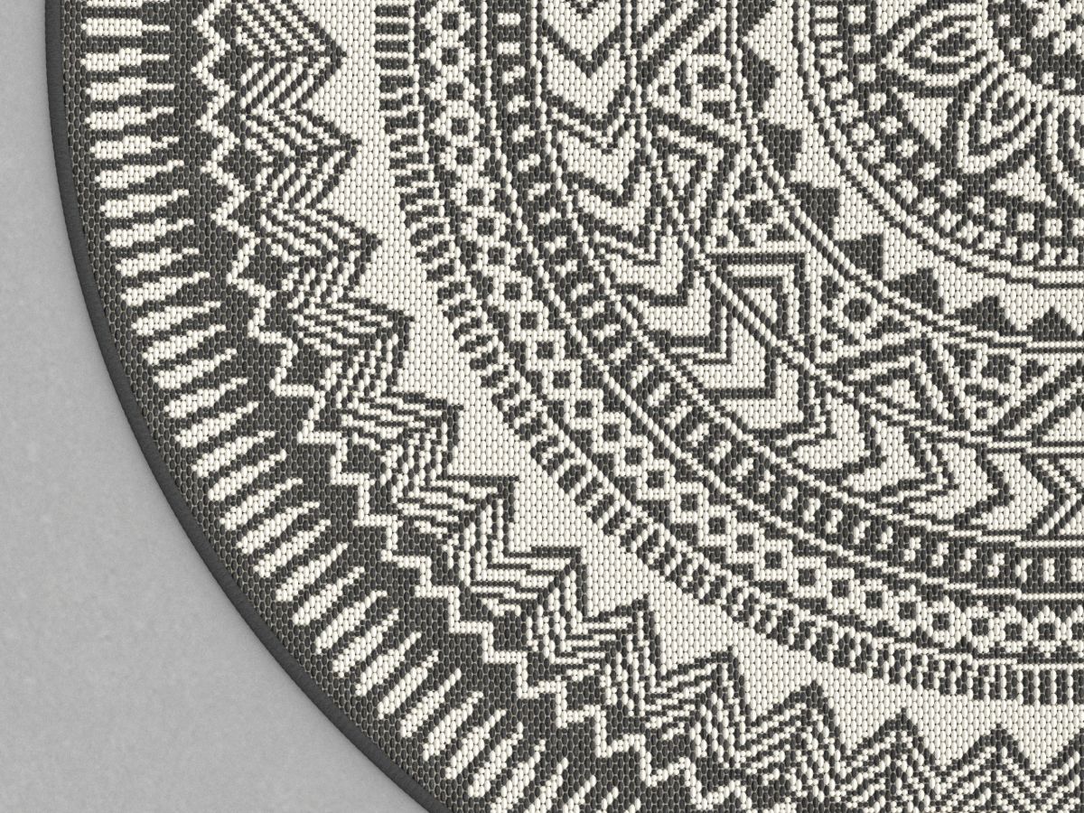 Tapis poils ras SIENNA motif vintage noir — vue 6