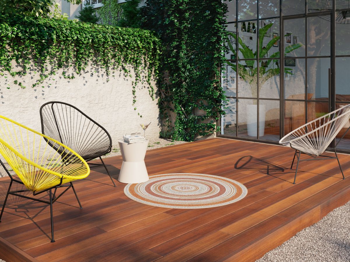 Tapis poils ras IVY motif vintage