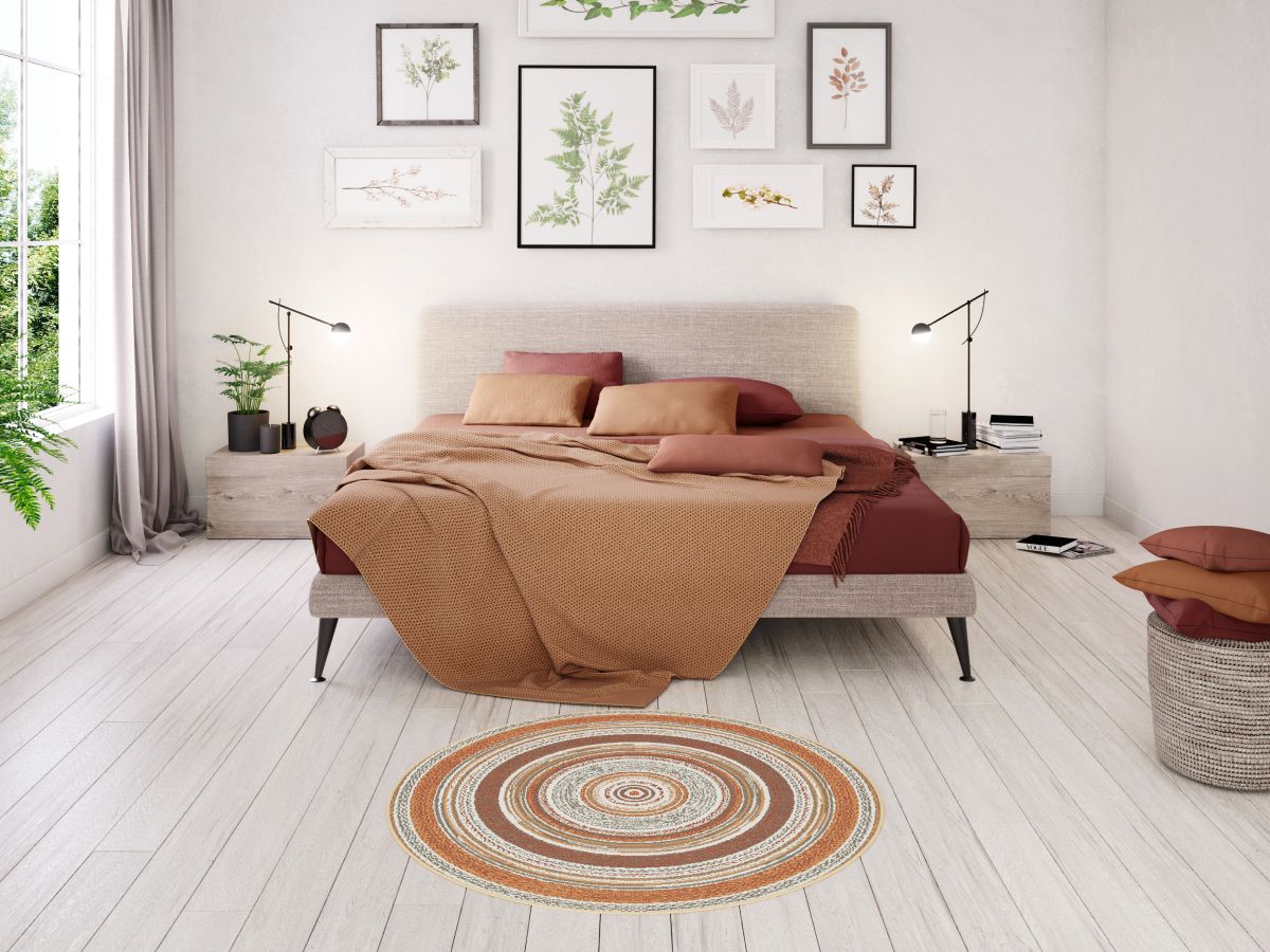 Tapis poils ras IVY motif vintage