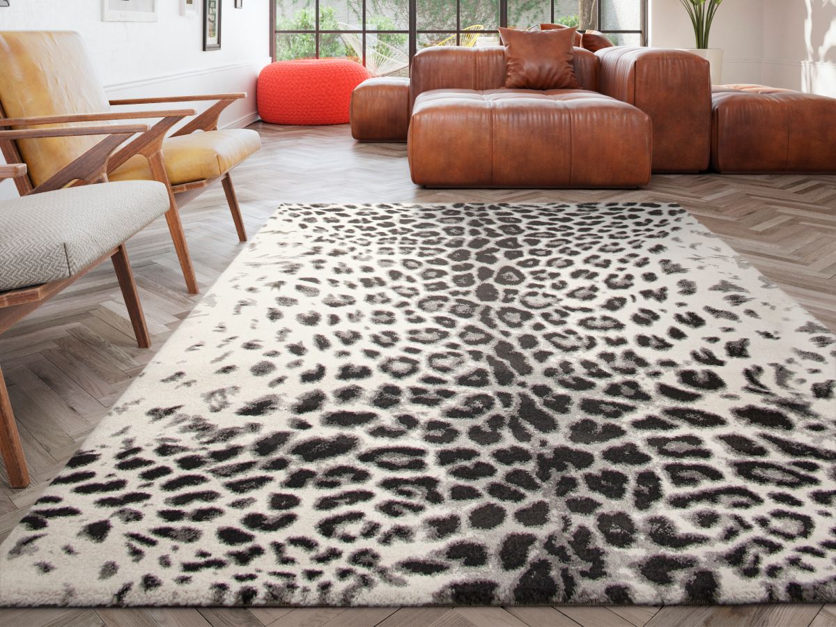 MERYL laagpolig vloerkleed met luipaardmotief