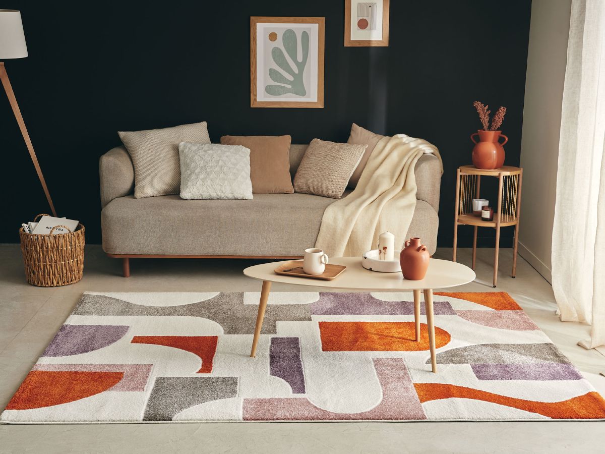 OLIVIA kortpolig vloerkleed met geometrisch patroon