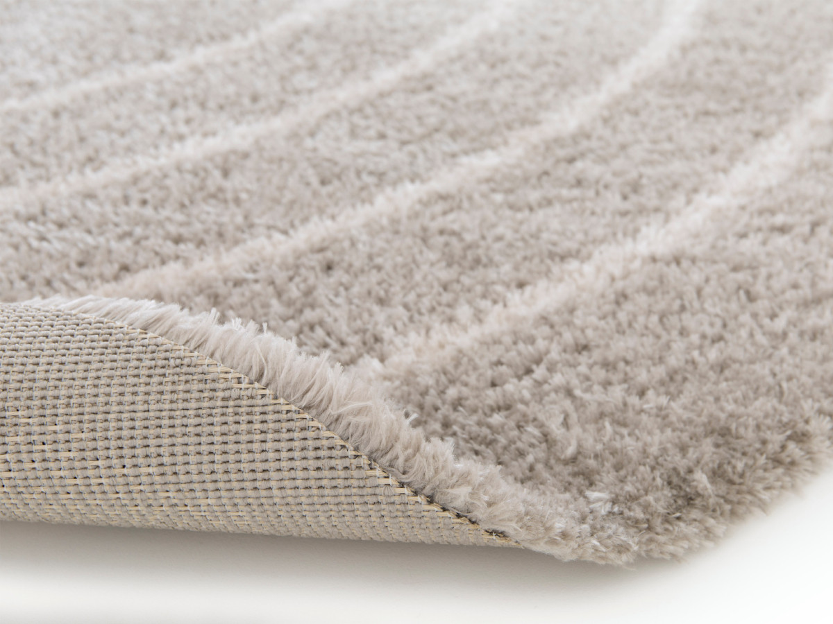 Tapis poils long YUNA motif abstrait taupe — vue 4
