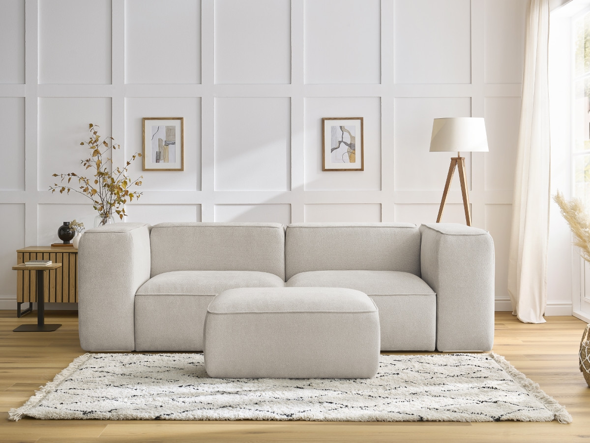 Canapé droit 2 places ZEPHYR avec pouf beige — vue 5