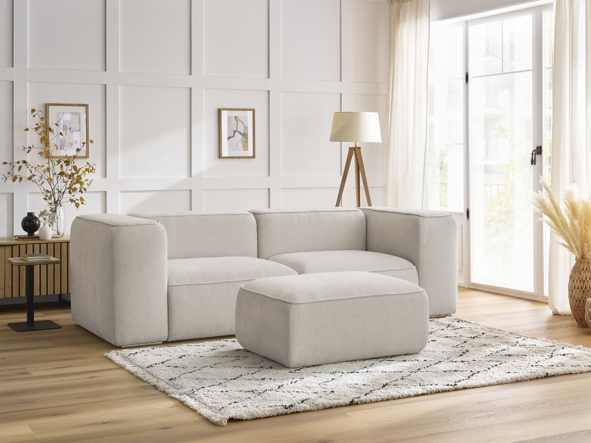 Canapé droit fixe 2 places ZEPHYR avec pouf