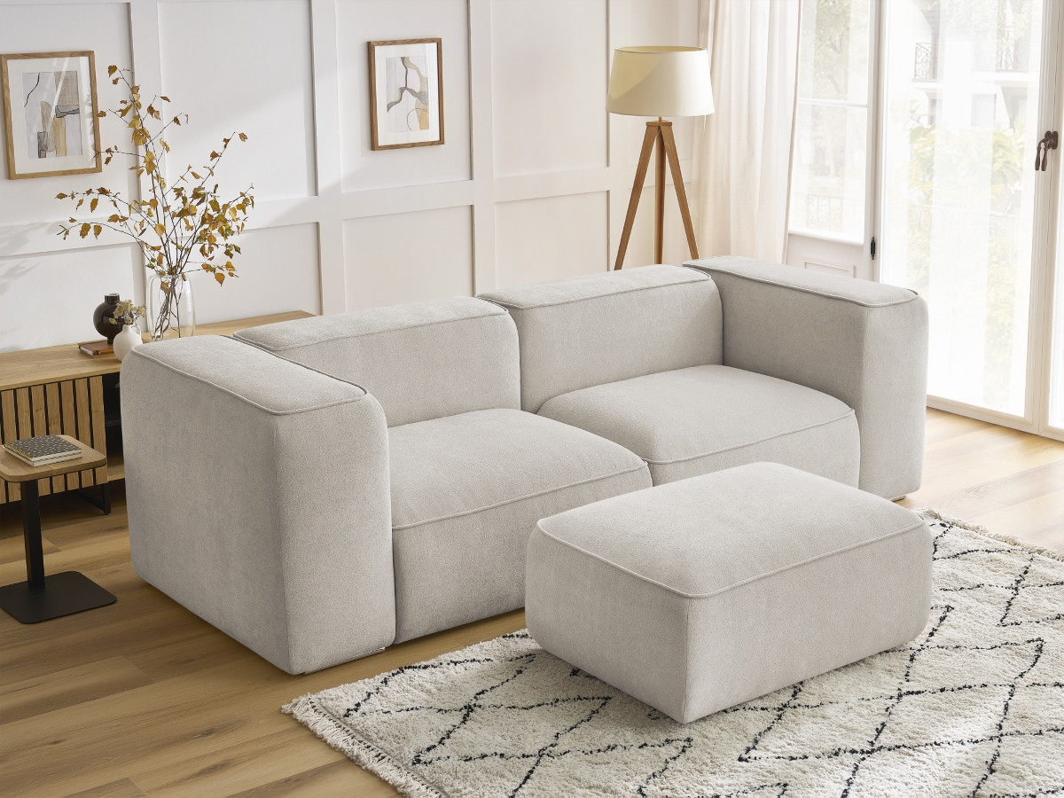 Canapé droit fixe 2 places ZEPHYR avec pouf