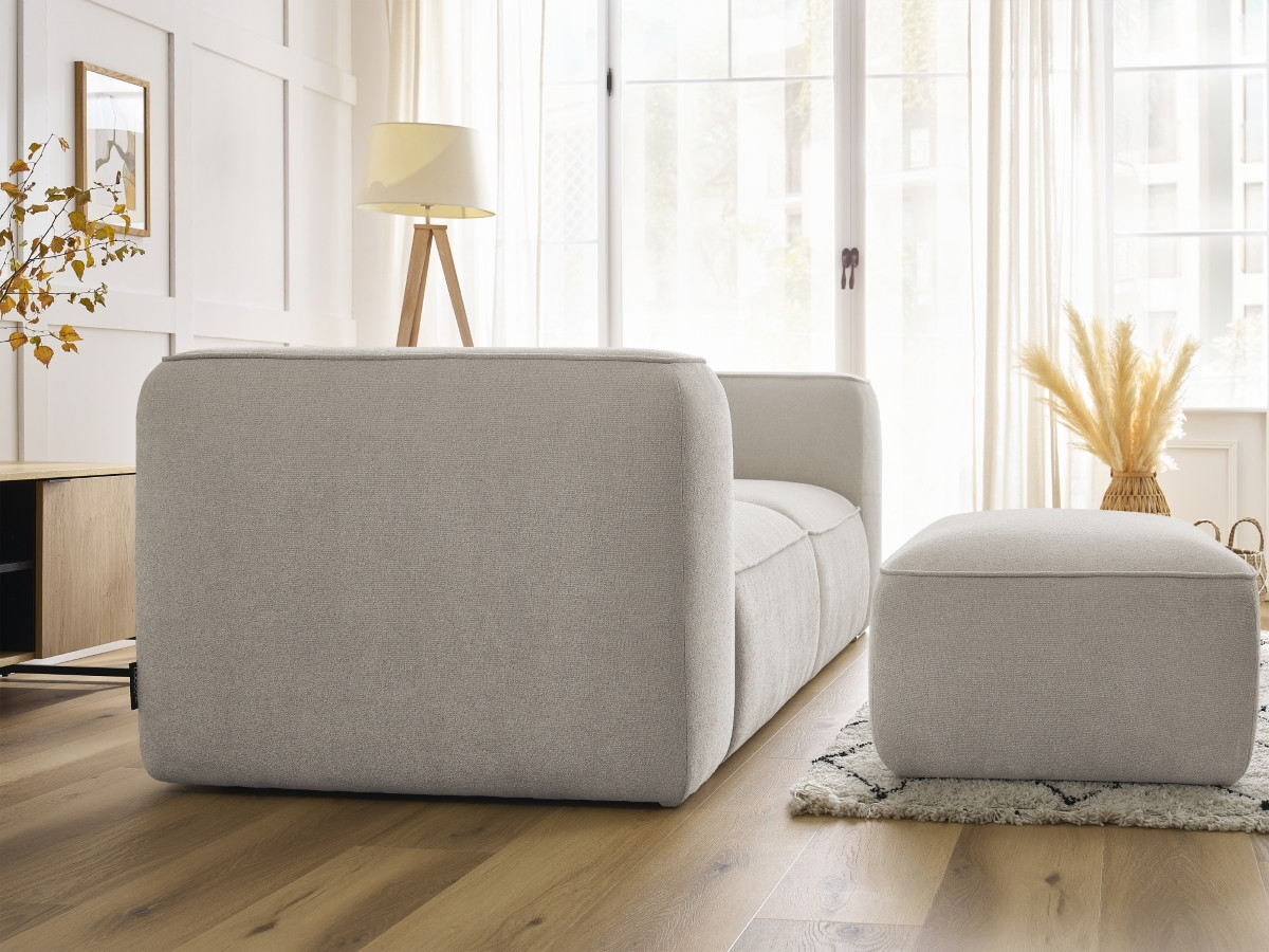 Canapé droit fixe 2 places ZEPHYR avec pouf