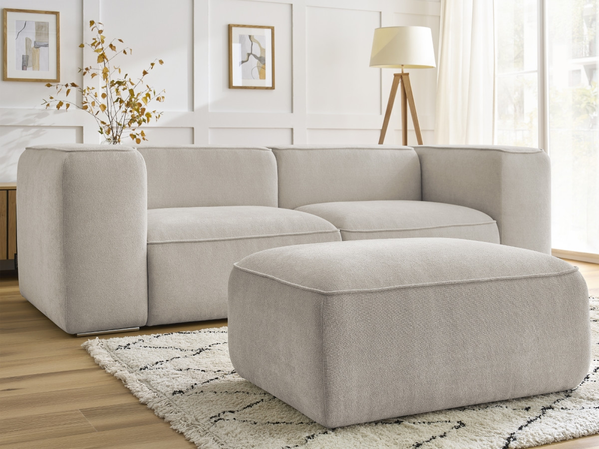 Canapé droit fixe 2 places ZEPHYR avec pouf