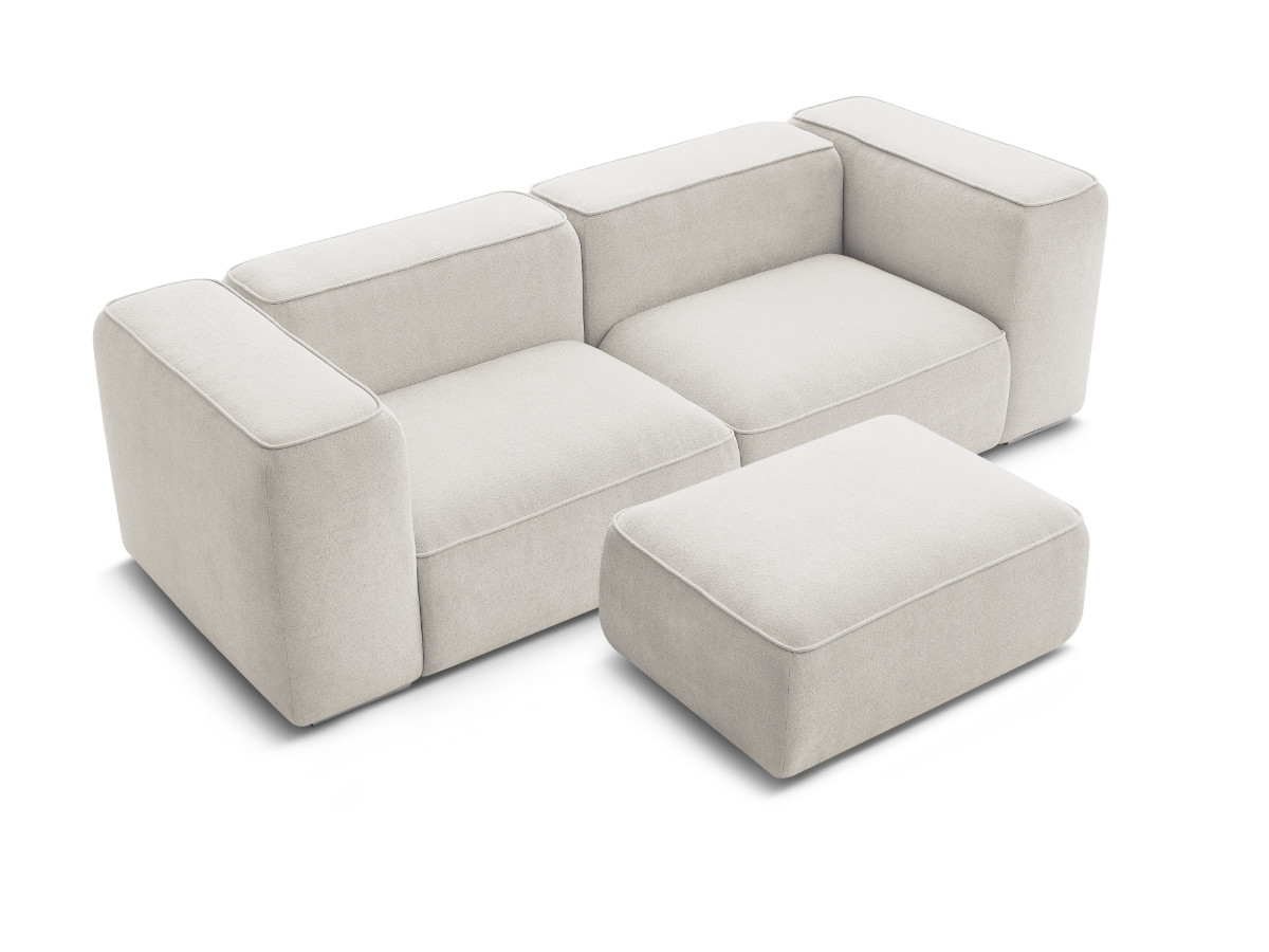 Canapé droit fixe 2 places ZEPHYR avec pouf