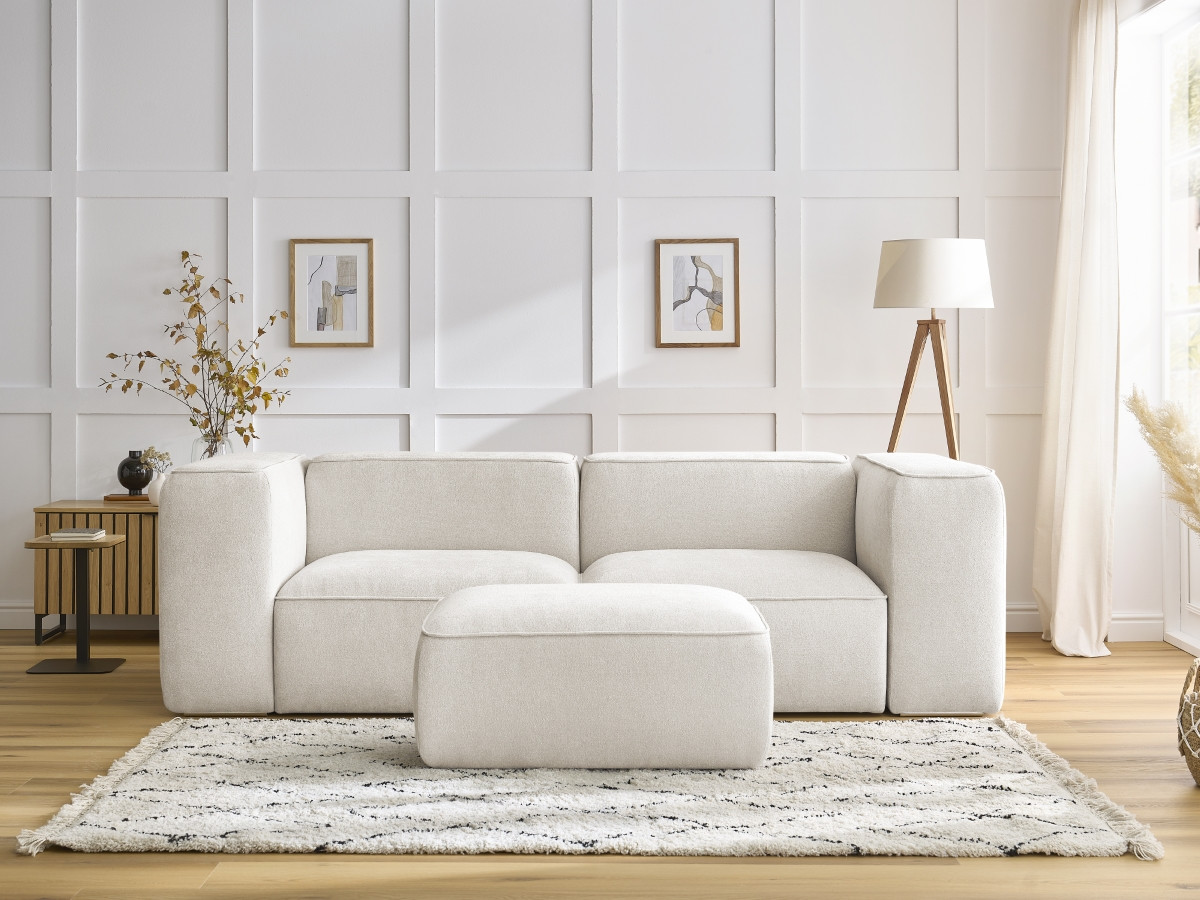 Canapé droit 2 places ZEPHYR avec pouf blanc — vue 5