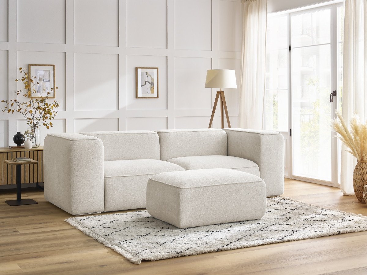 Canapé droit fixe 2 places ZEPHYR avec pouf