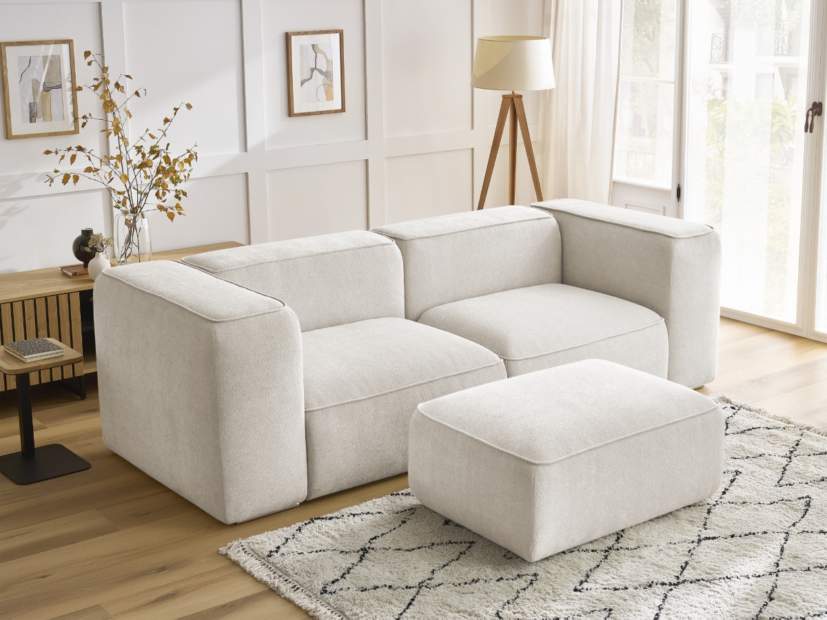 Canapé droit fixe 2 places ZEPHYR avec pouf