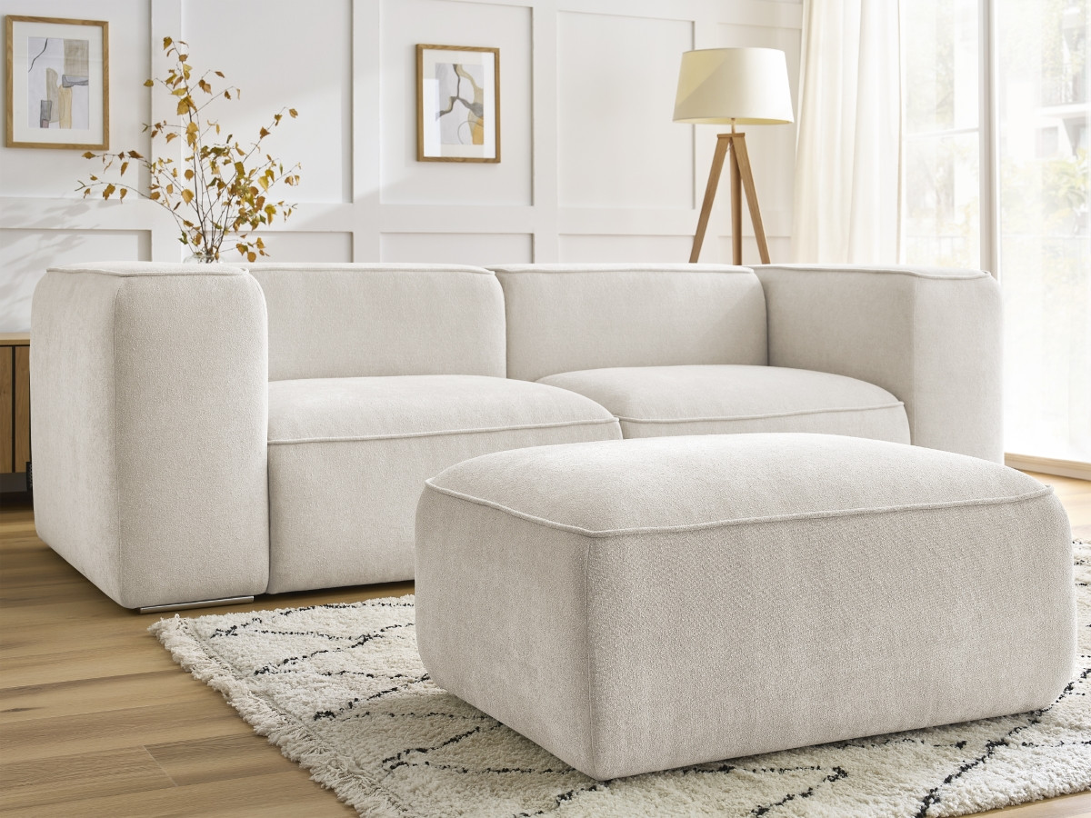 Canapé droit fixe 2 places ZEPHYR avec pouf