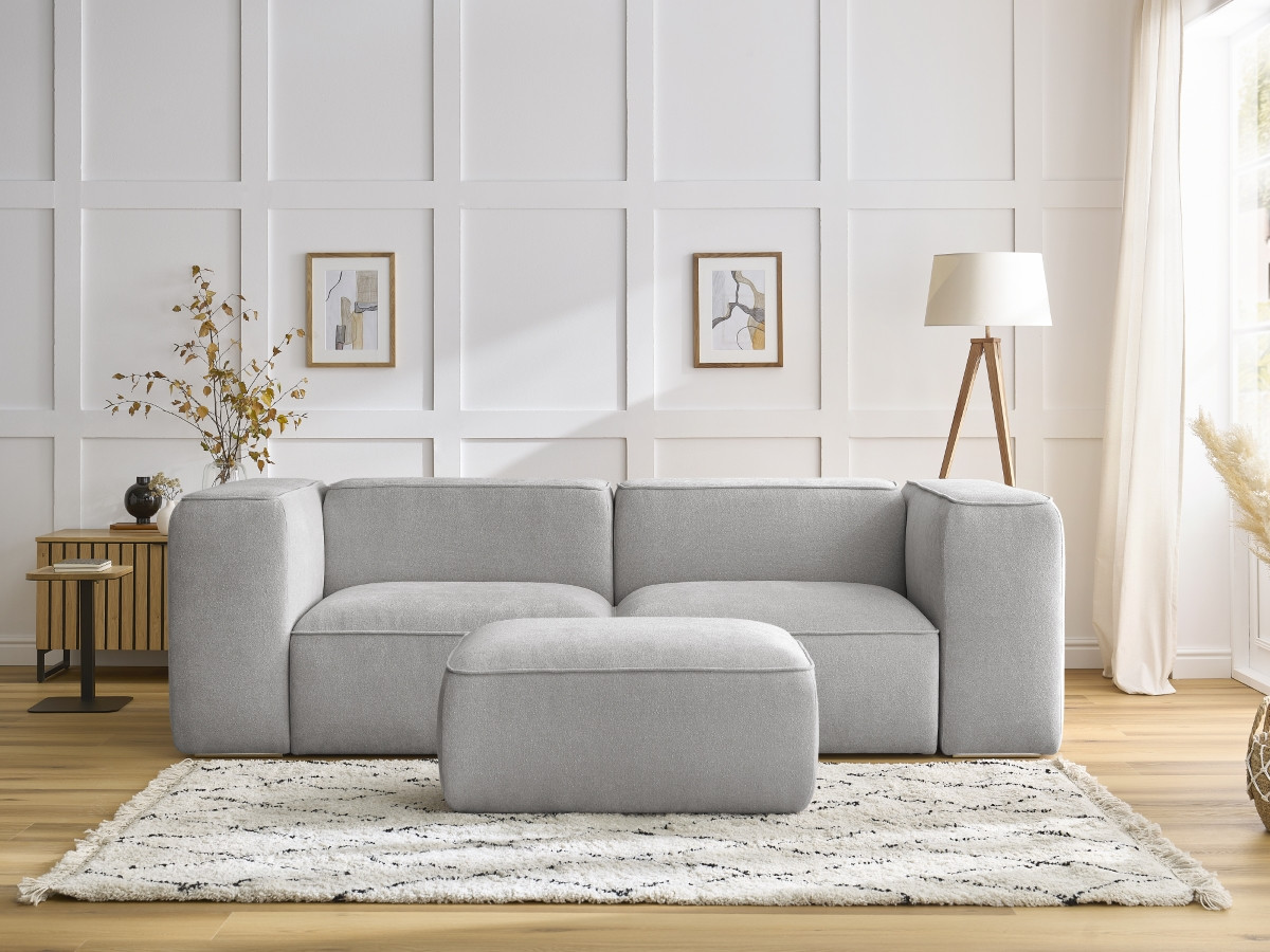 Canapé droit 2 places ZEPHYR avec pouf gris clair — vue 5