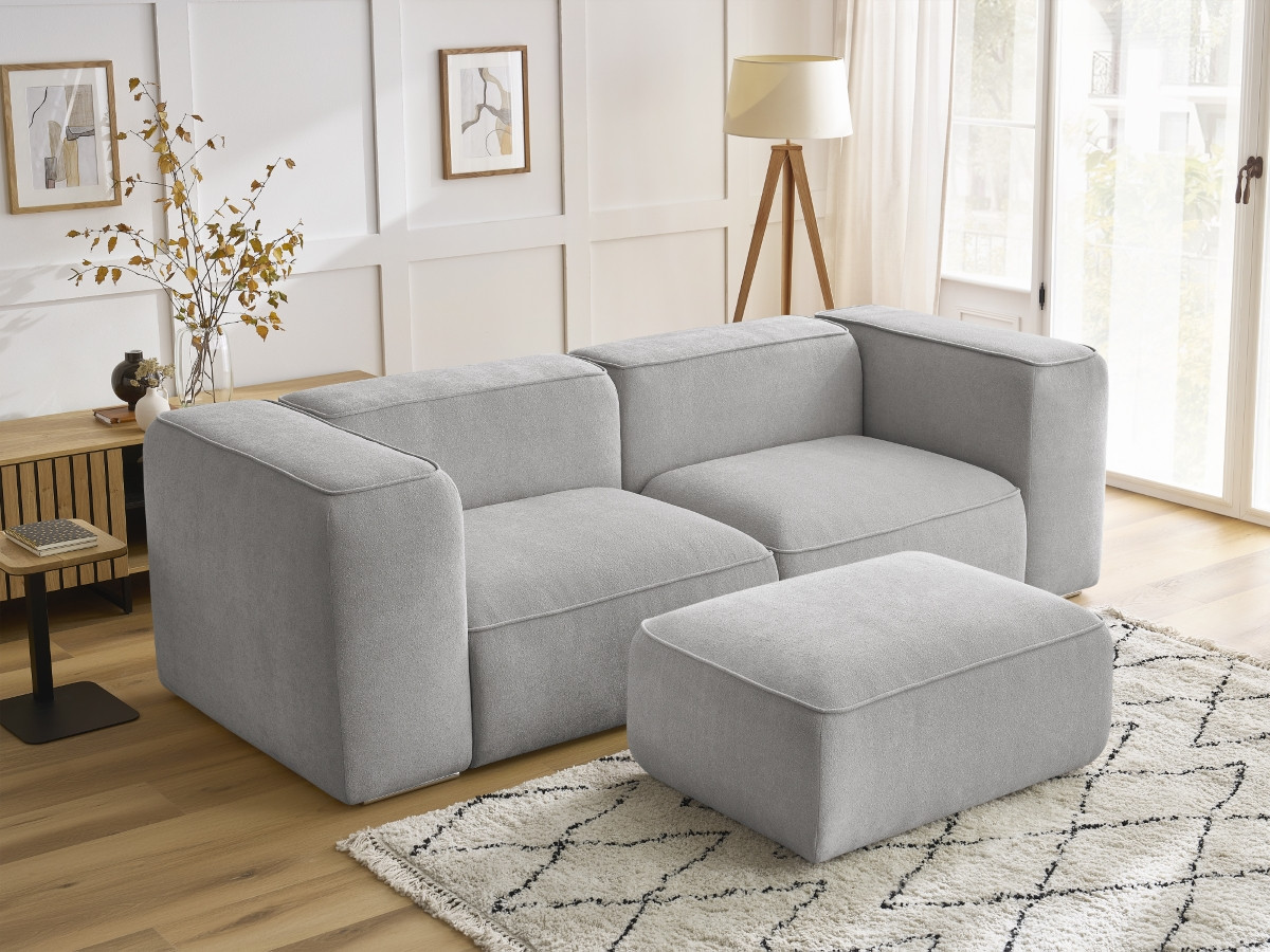 Canapé droit fixe 2 places ZEPHYR avec pouf