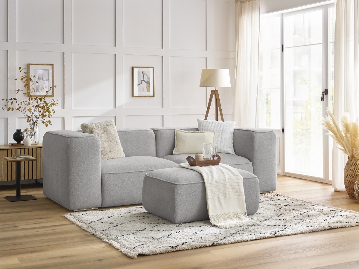 Canapé droit fixe 2 places ZEPHYR avec pouf
