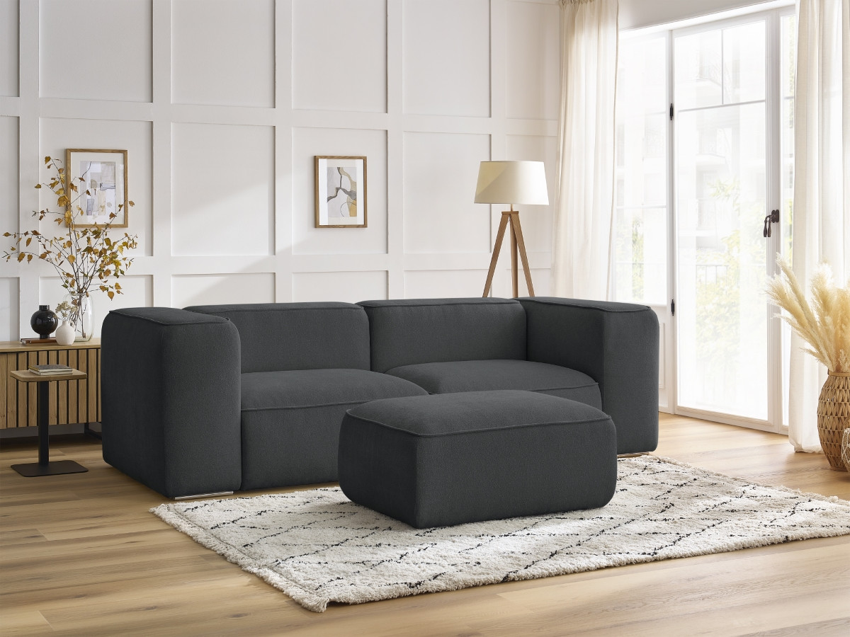 Canapé droit fixe 2 places ZEPHYR avec pouf