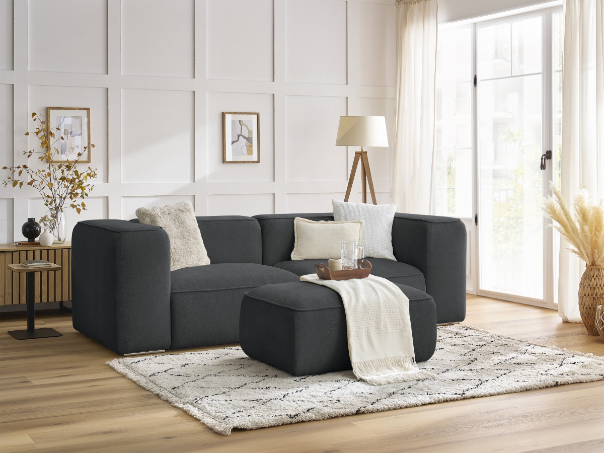 Canapé droit fixe 2 places ZEPHYR avec pouf