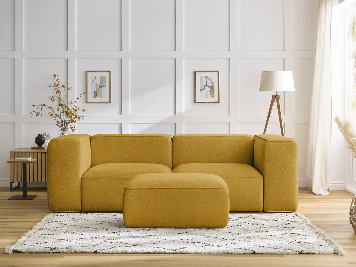 Canapé droit 2 places ZEPHYR avec pouf jaune — vue 5