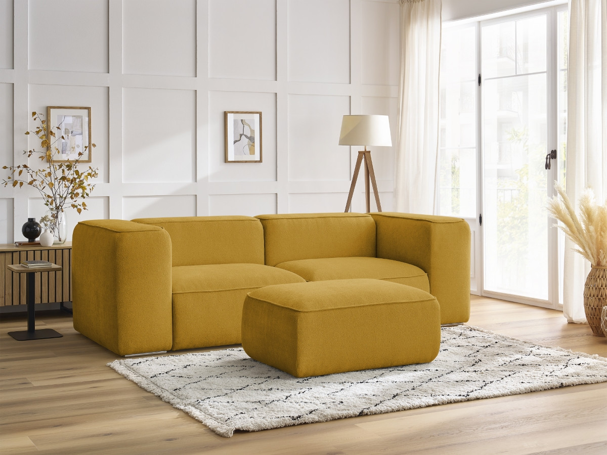 Canapé droit fixe 2 places ZEPHYR avec pouf